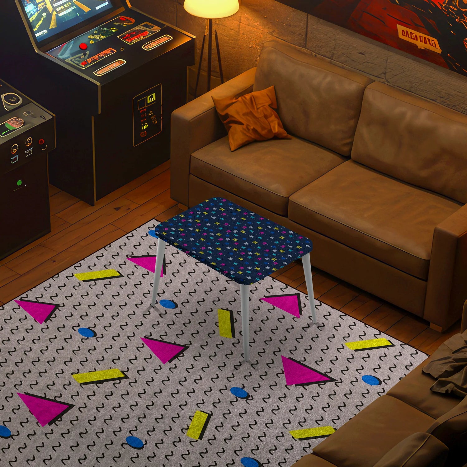 Arcade Invasion – Retro Pixel Canvas Coffee Table