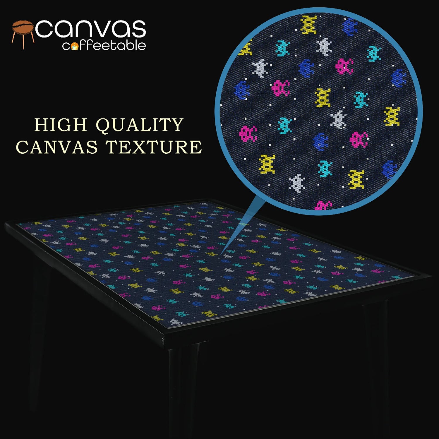 Arcade Invasion – Retro Pixel Canvas Coffee Table