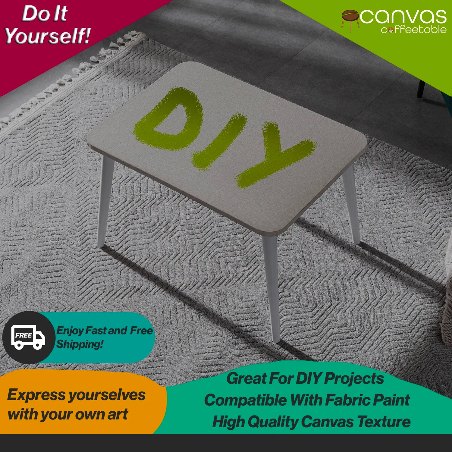 🎨 Blank Canvas Top – Your Artwork, Your Table