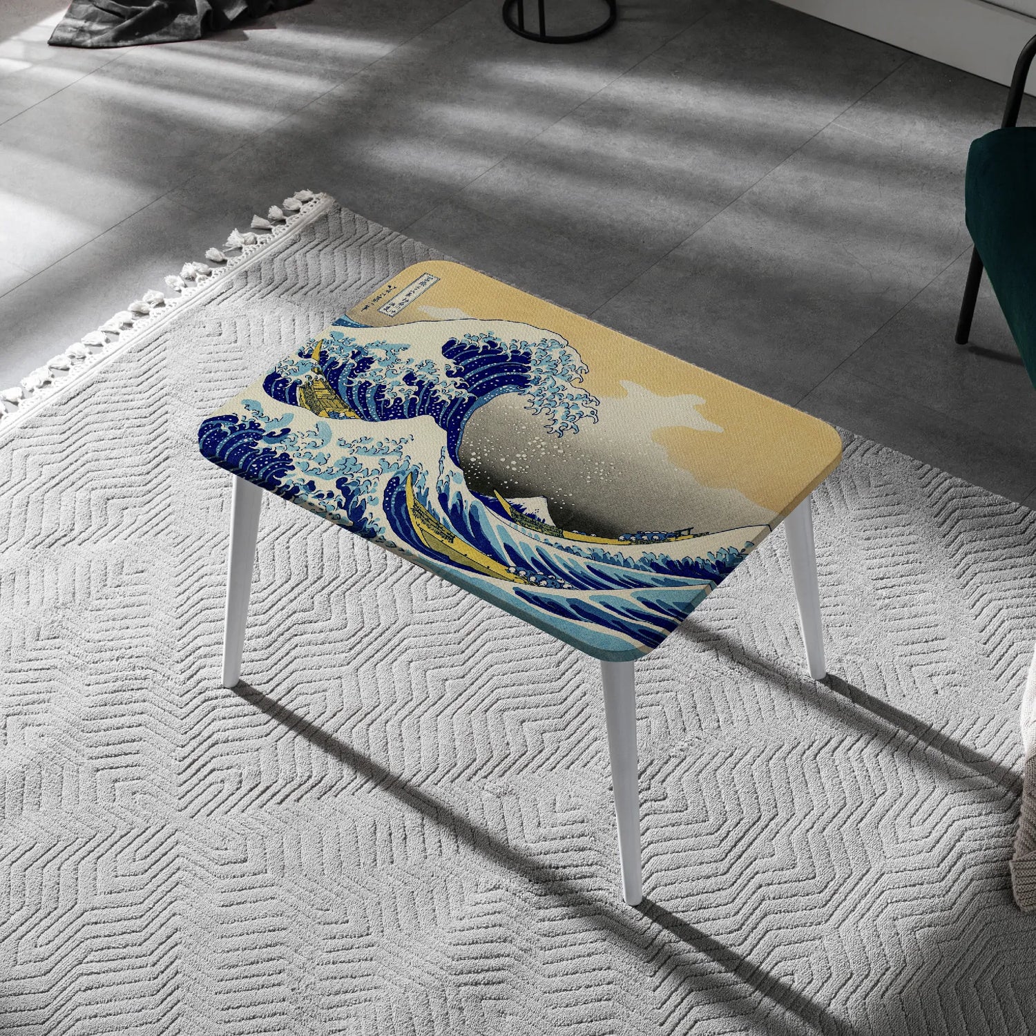 “The Great Wave” by Hokusai – Premium Canvas Coffee Table