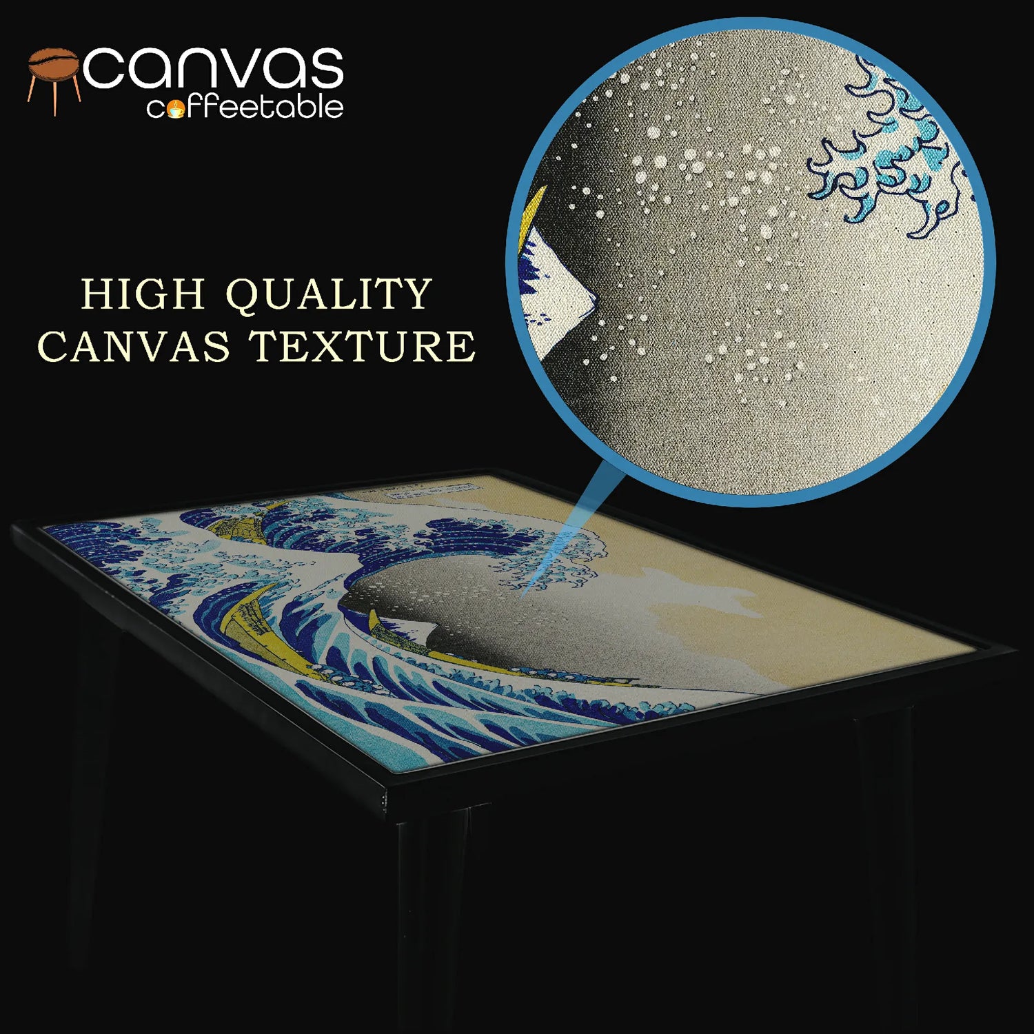 “The Great Wave” by Hokusai – Premium Canvas Coffee Table