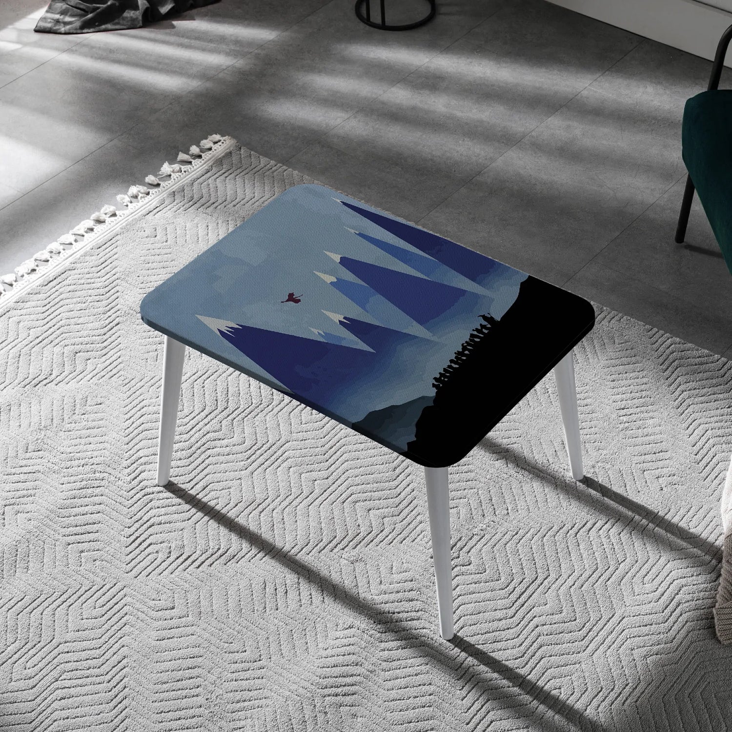 Fellowship Journey Coffee Table – Epic Mountain Scene Inspired by Middle Earth