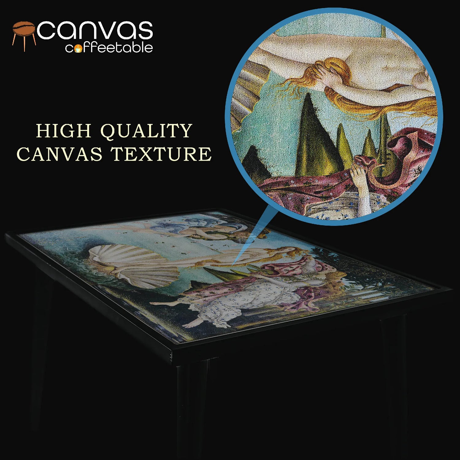 Birth of Venus – Botticelli-Inspired Canvas Coffee Table
