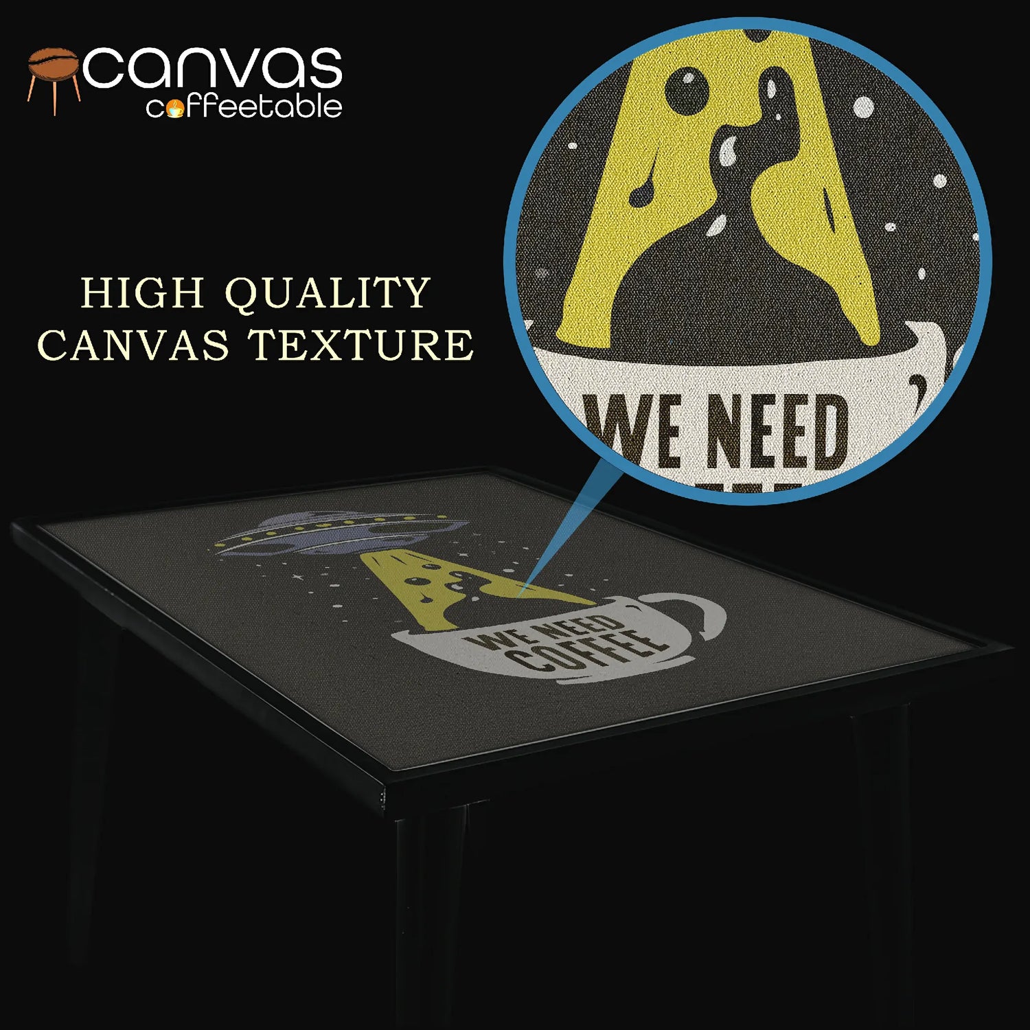 We Need Coffee - Alien Abduction Canvas Coffee Table