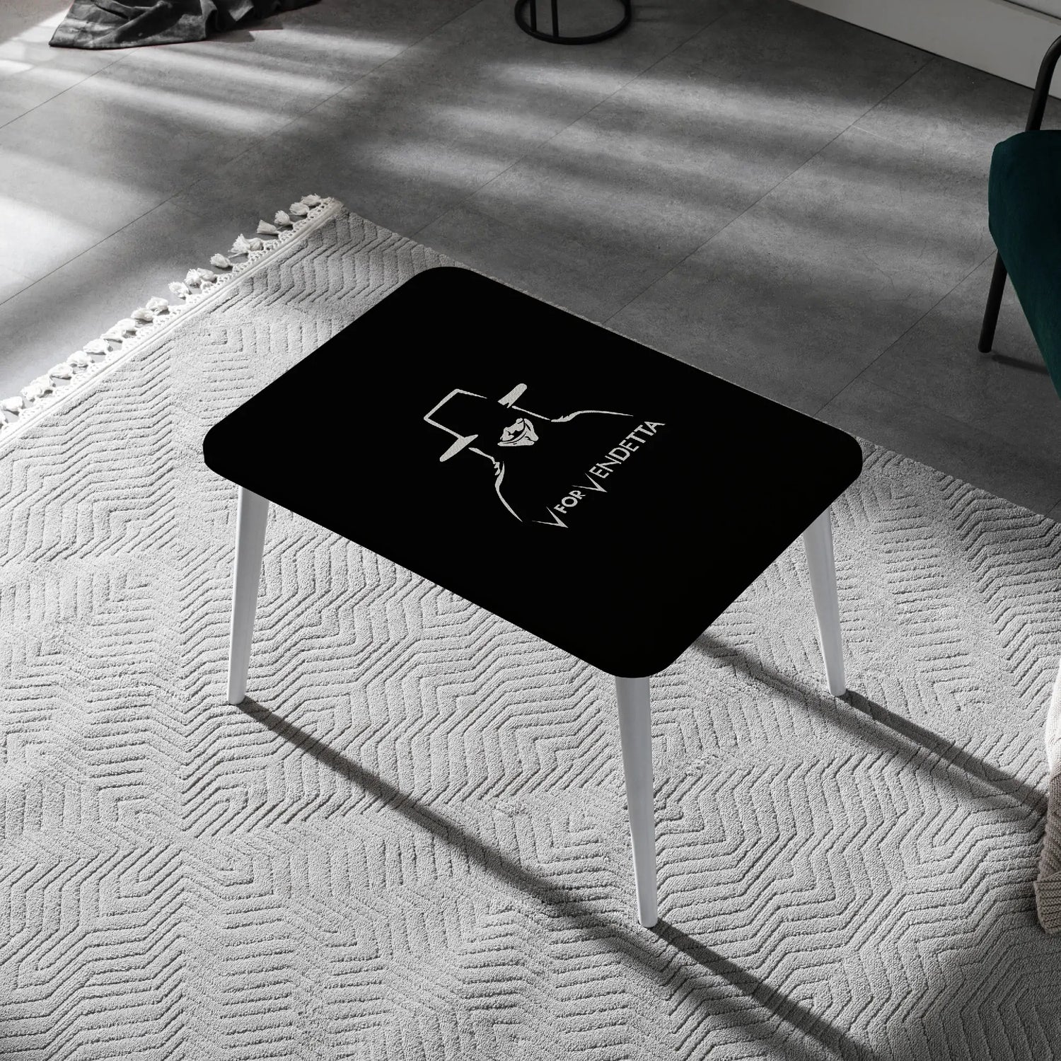 Revolution-Inspired Canvas Coffee Table – V for Vendetta Mask