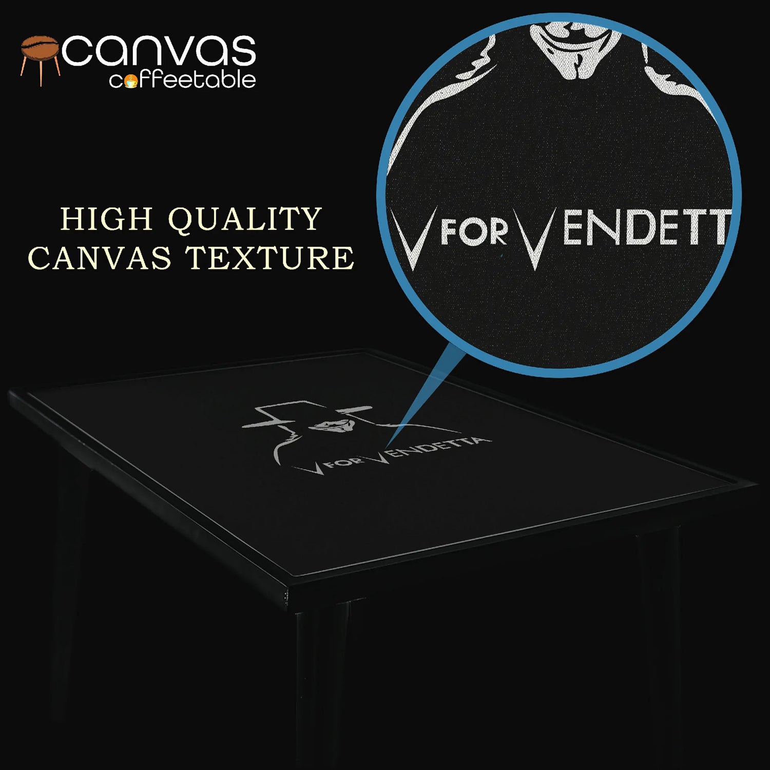 Revolution-Inspired Canvas Coffee Table – V for Vendetta Mask